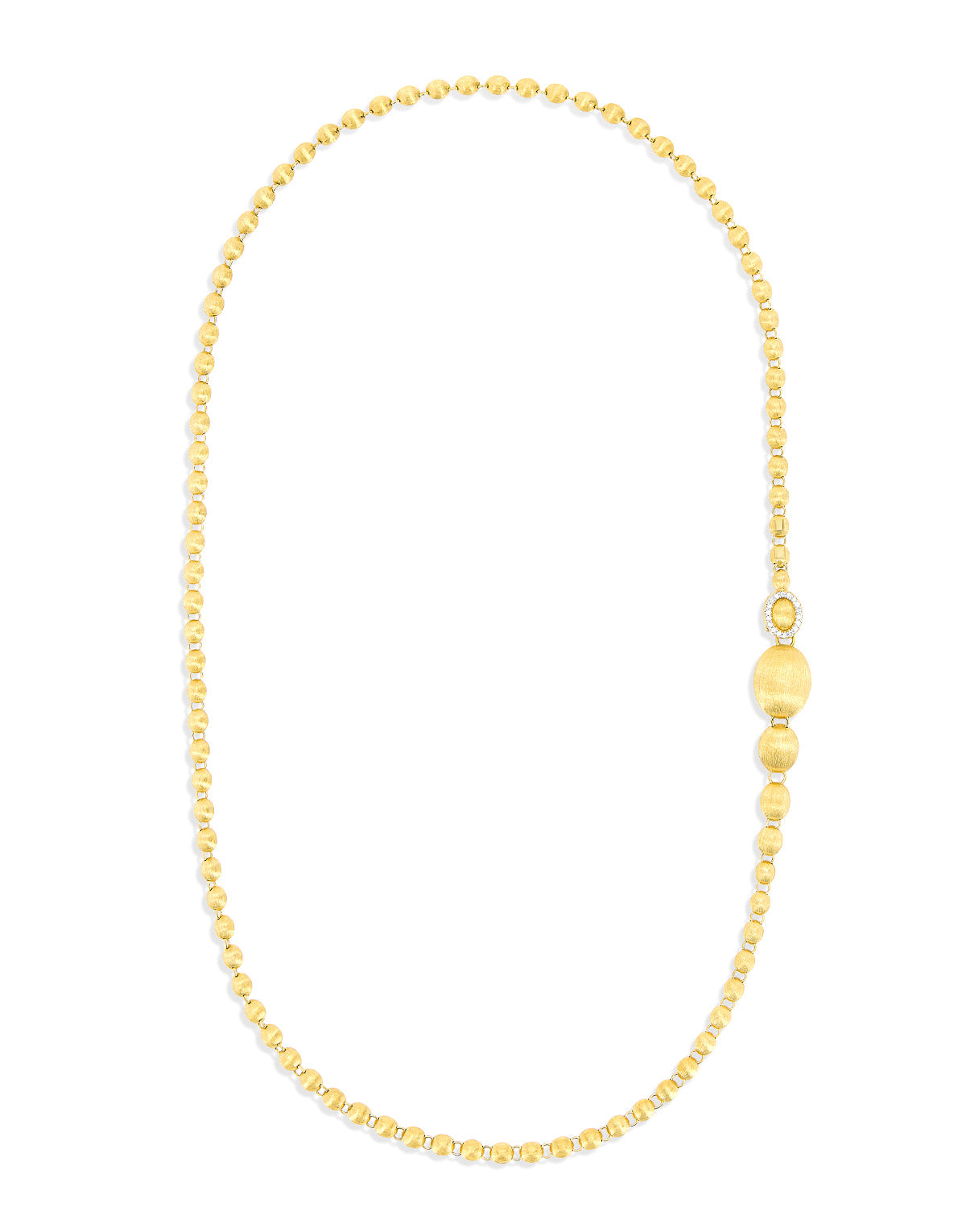 Ikonische wandelbare Halskette "IVY" slim mit handgravierten Boules aus Gelbgold und Diamanten (kurz)