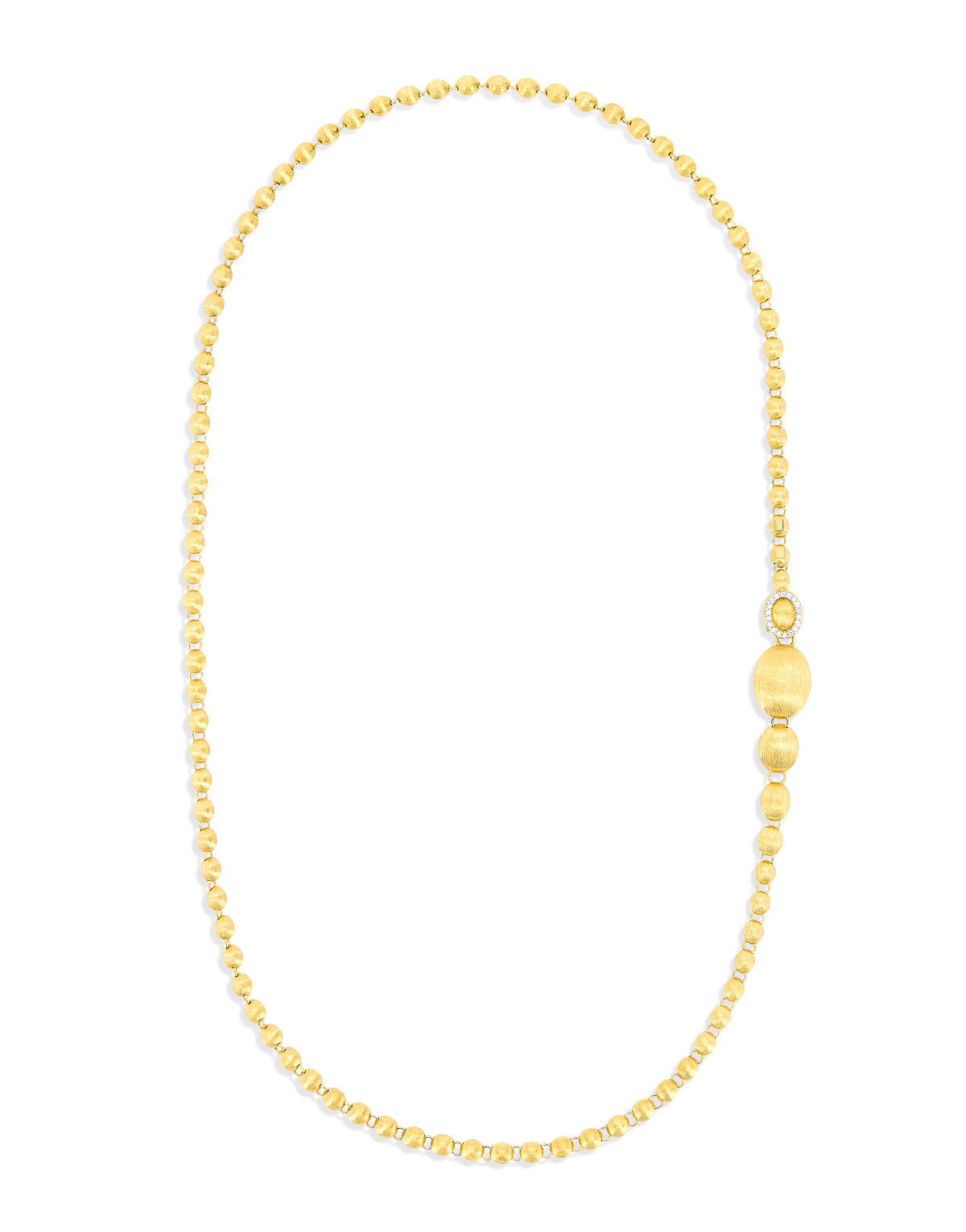 Collana iconica "IVY" slim convertibile con boules in oro giallo incise a mano e diamanti (corta)