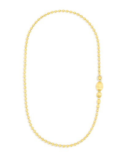 Collana iconica "IVY" slim convertibile con boules in oro giallo incise a mano e diamanti (corta)