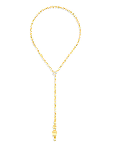 Collana iconica "IVY" slim convertibile con boules in oro giallo incise a mano e diamanti (corta)