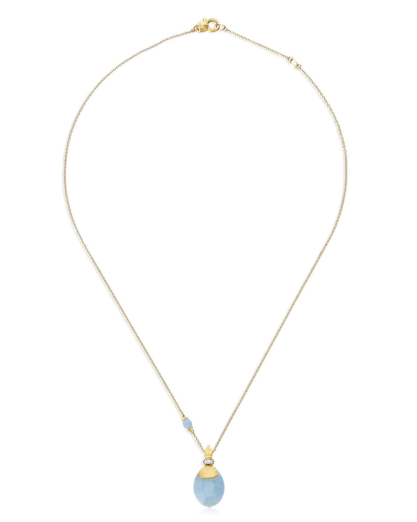 Collana "Azure" pendente con ciondolo in oro, diamanti e acquamarina (grande)