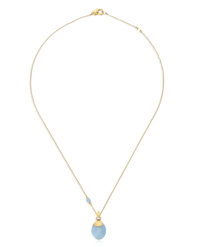 Collana "Azure" pendente con ciondolo in oro, diamanti e acquamarina (grande)