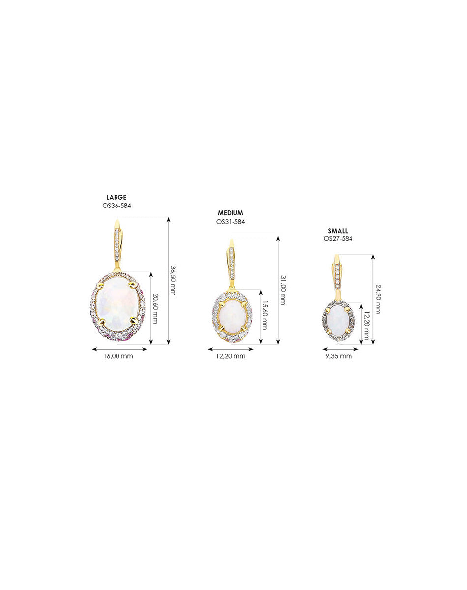 "reverse" ciliegine gold, pink sapphires, rubies, white australian opal and diamonds double-face ball drop earrings (small)