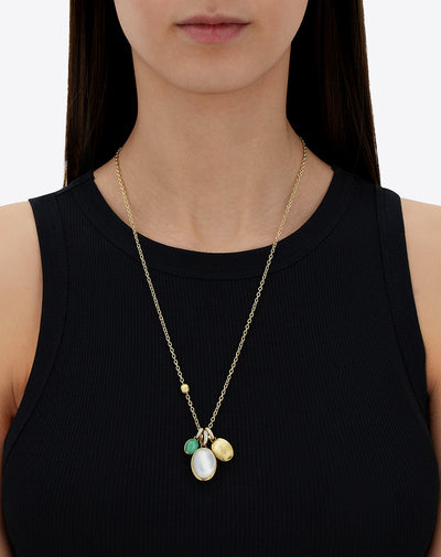 Dolcevita “Boules” charm in engraved gold, diamonds, mother-of-pearl and rock crystal (large)