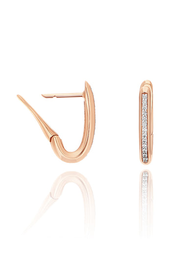 Libera small rose gold square hoop earrings with diamonds