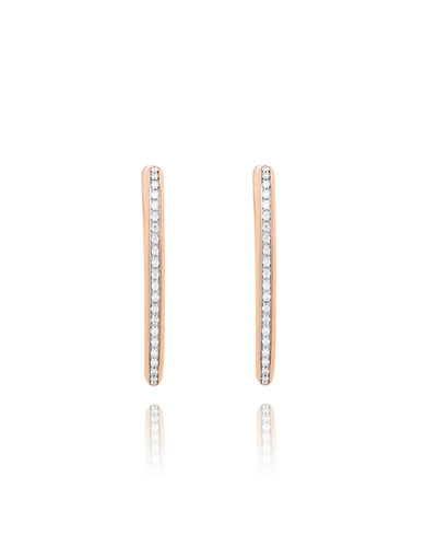 "Libera icon" small rose gold oval hoop earrings with diamonds