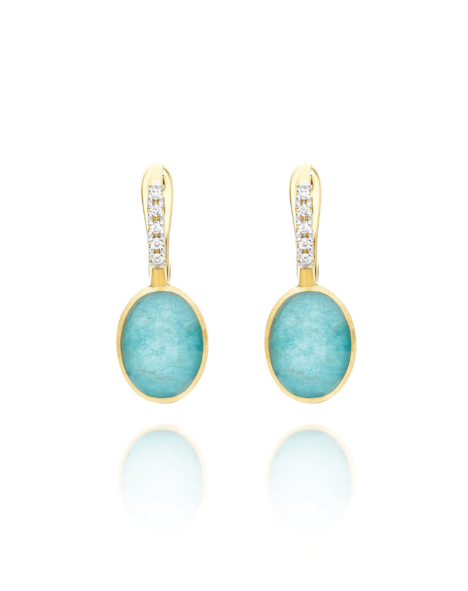 Nanis Orecchini Ciliegine Anice "Boules" in oro inciso, diamanti, cristallo – Nanis Italian Jewels