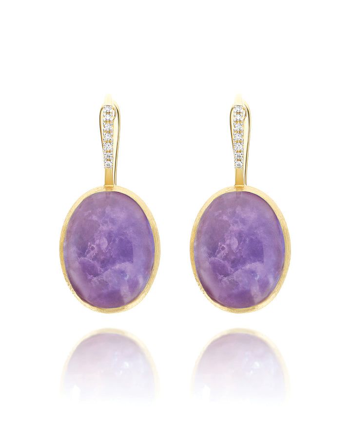 DT★Max Mara★biglia ストーンピアス BOULES」CILIEGINEピアス VIOLETTA：彫入りゴールド