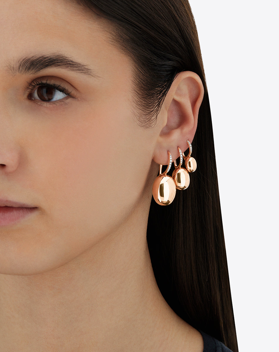 "ciliegine" rose gold boules and diamonds details earrings (medium)