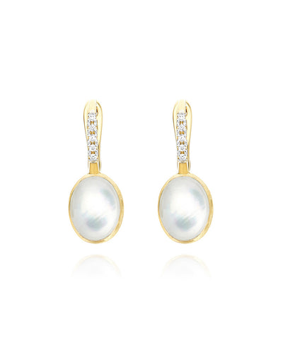 Dolcevita Boules “Ciliegine” earrings in engraved gold, diamonds, mother-of-pearl and rock crystal (small)