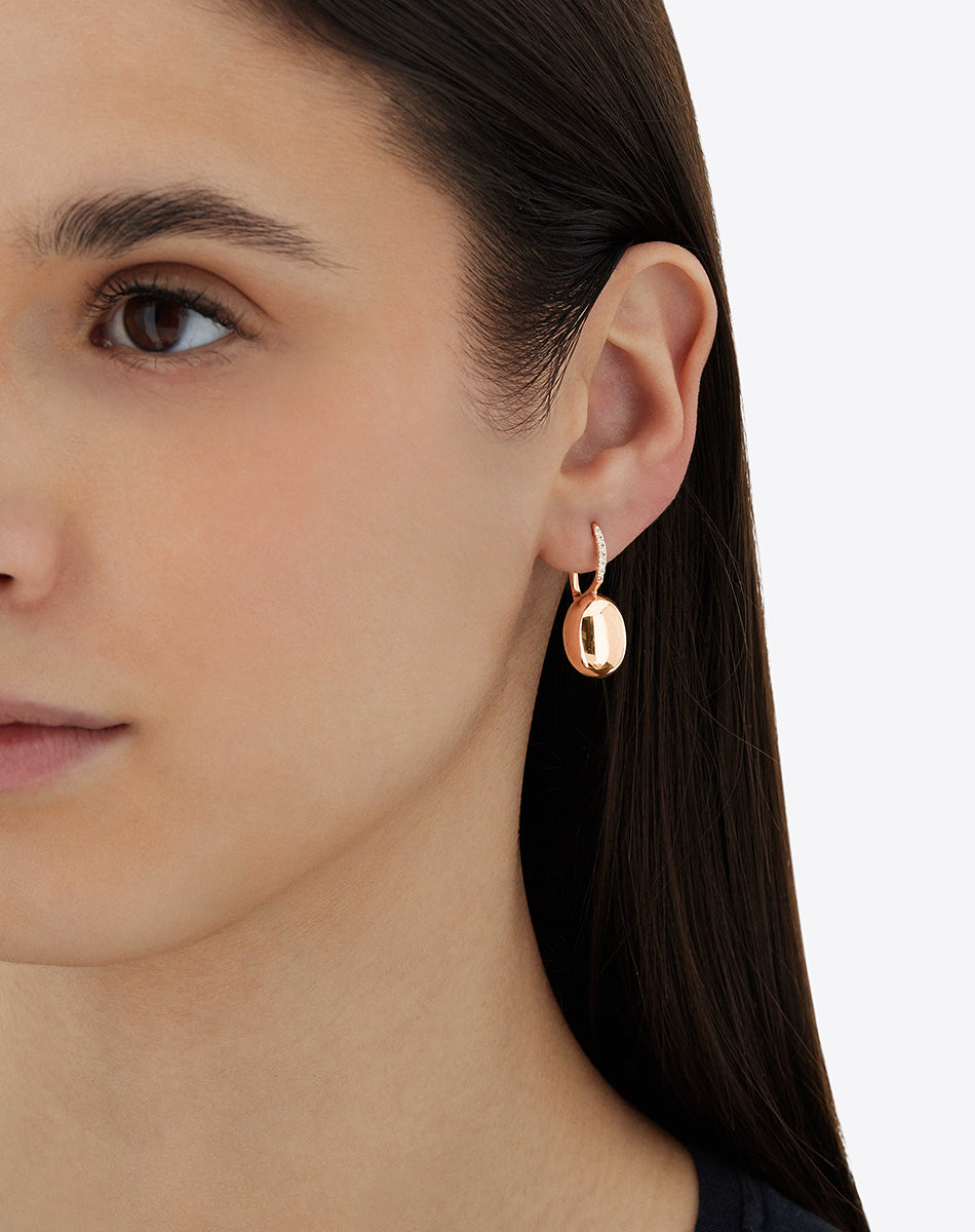 "ciliegine" rose gold boules and diamonds details earrings (medium)