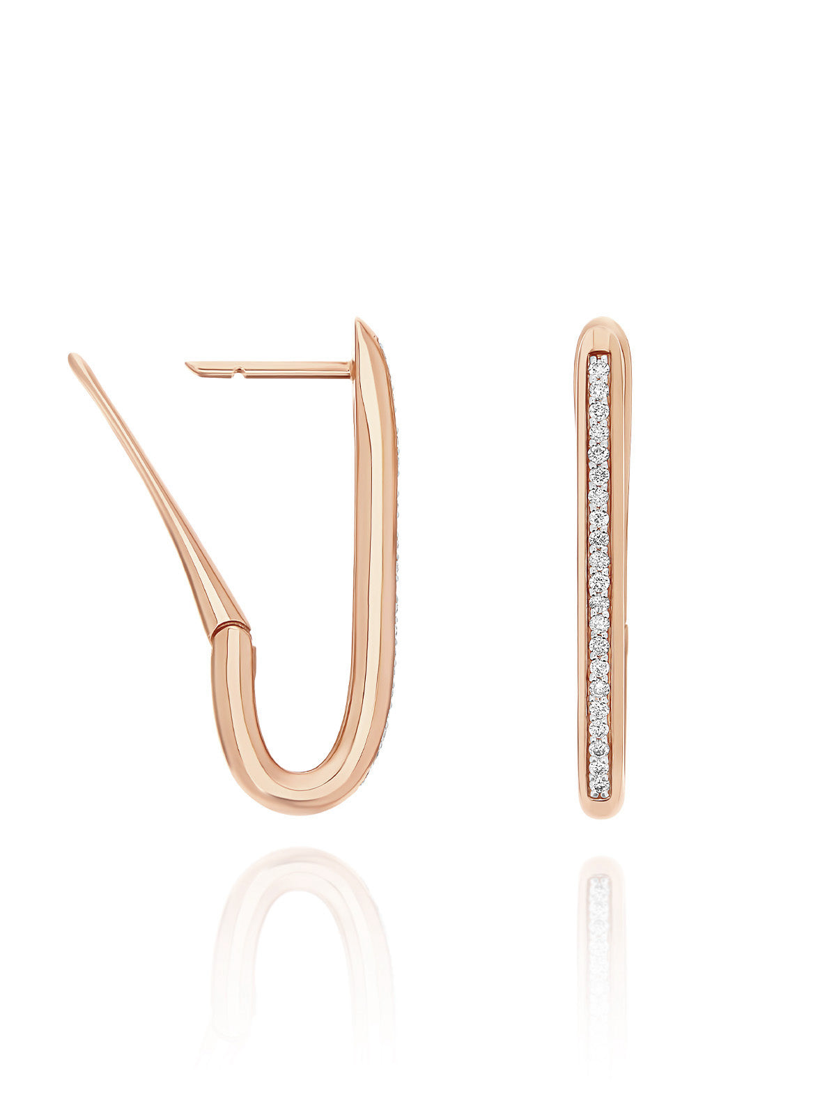 Libera medium rose gold square hoop earrings with diamonds