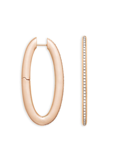 "Libera icon" big rose gold oval hoop earrings with diamonds