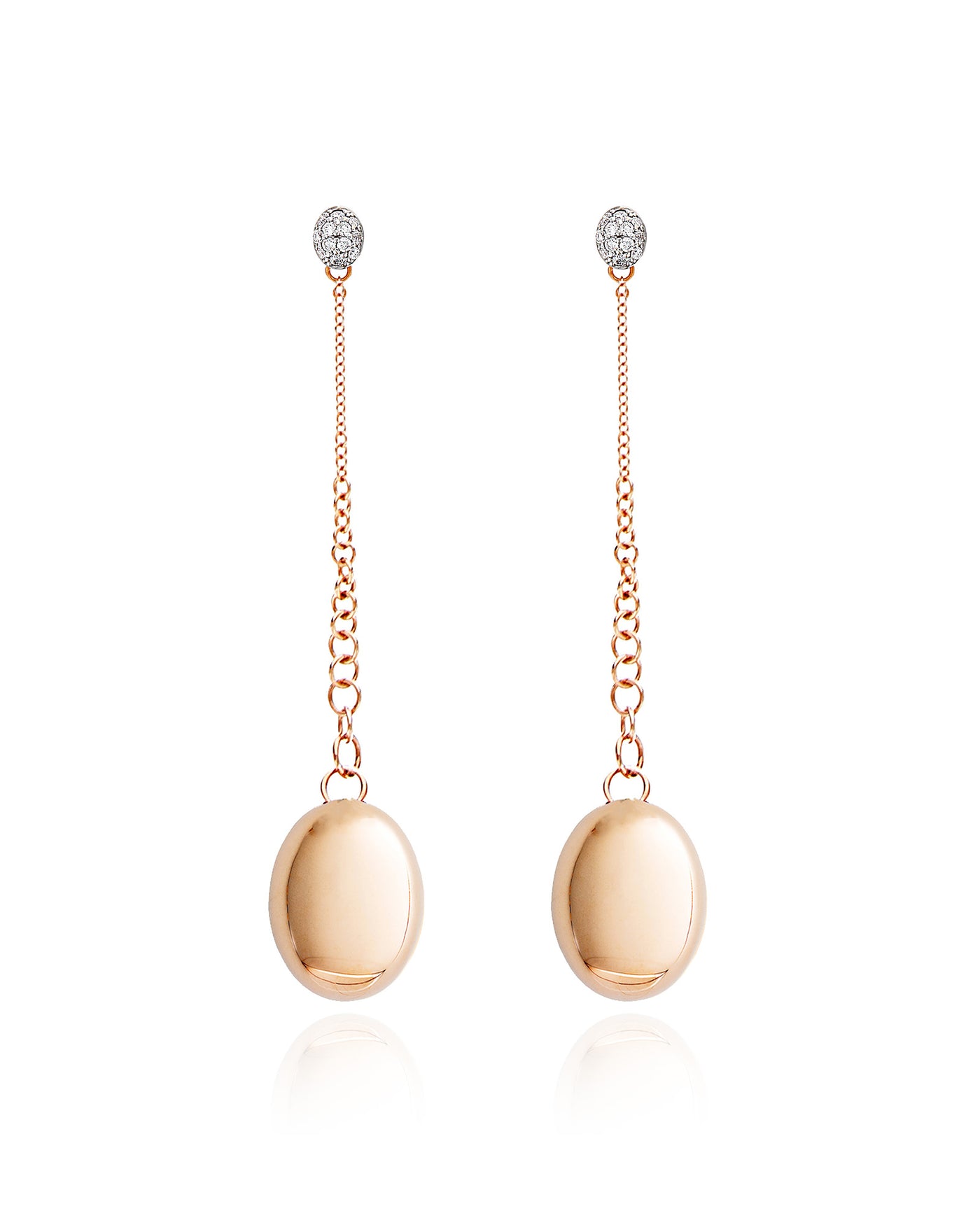 "Candle" rose gold and diamonds earrings