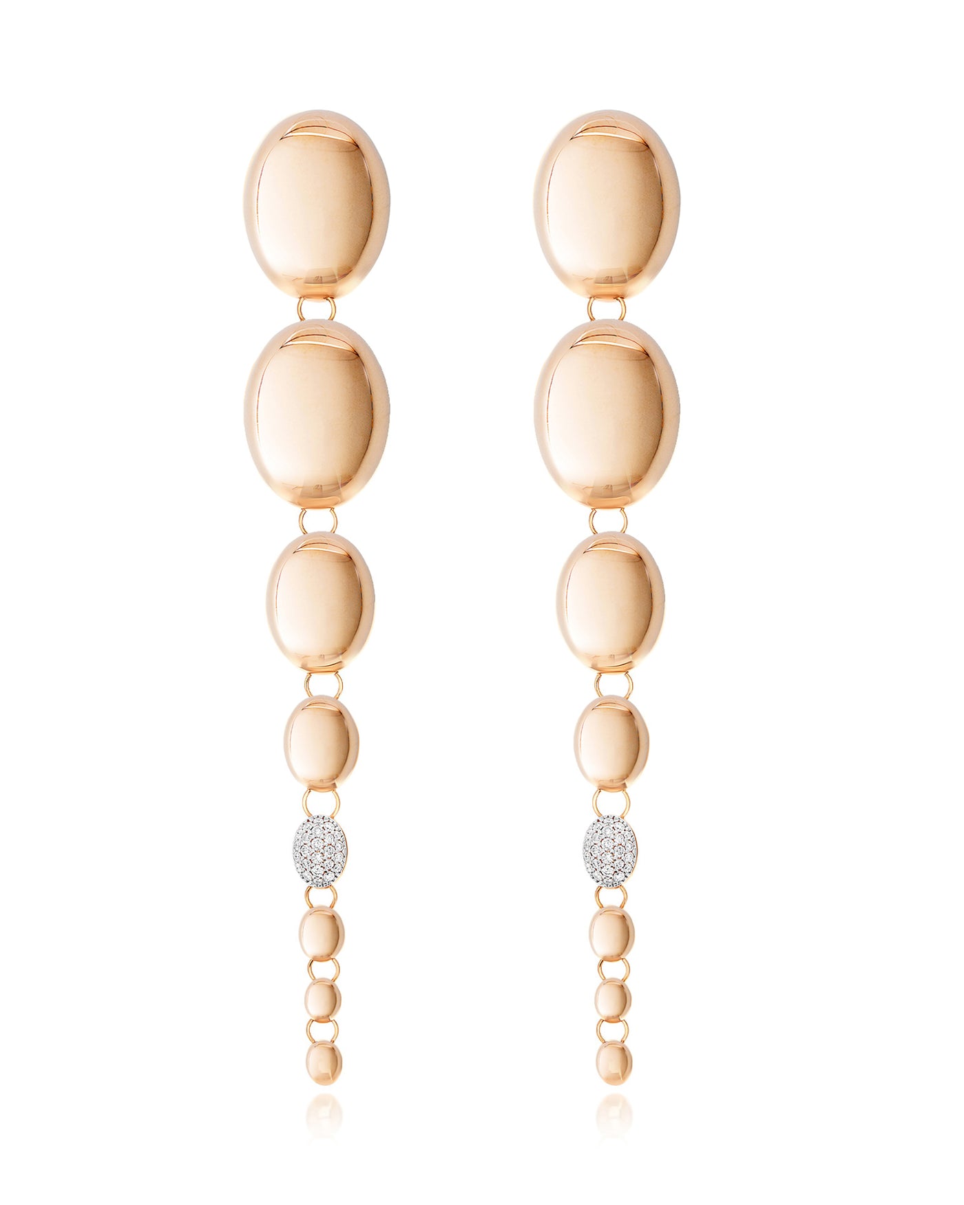 "nuvole" rose gold and diamonds degradé boules pendant earrings