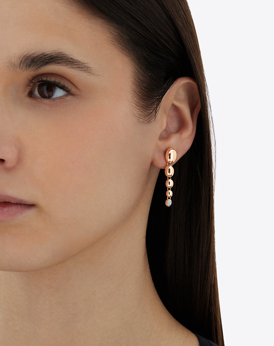 "nuvolette" rose gold and diamonds degradé boules pendant earrings