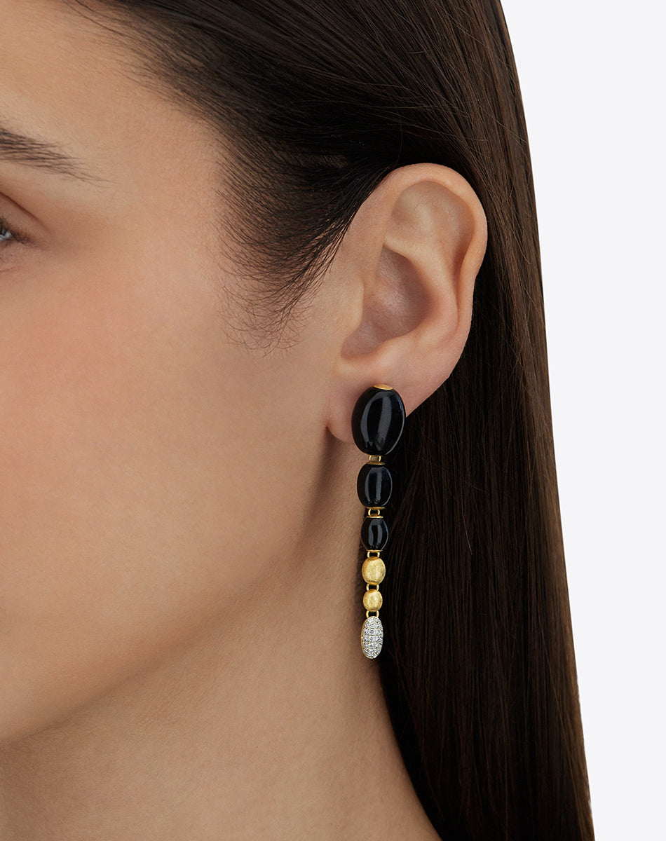 "ivy " gold and black onyx charming drop earrings