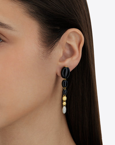 "ivy " gold and black onyx charming drop earrings