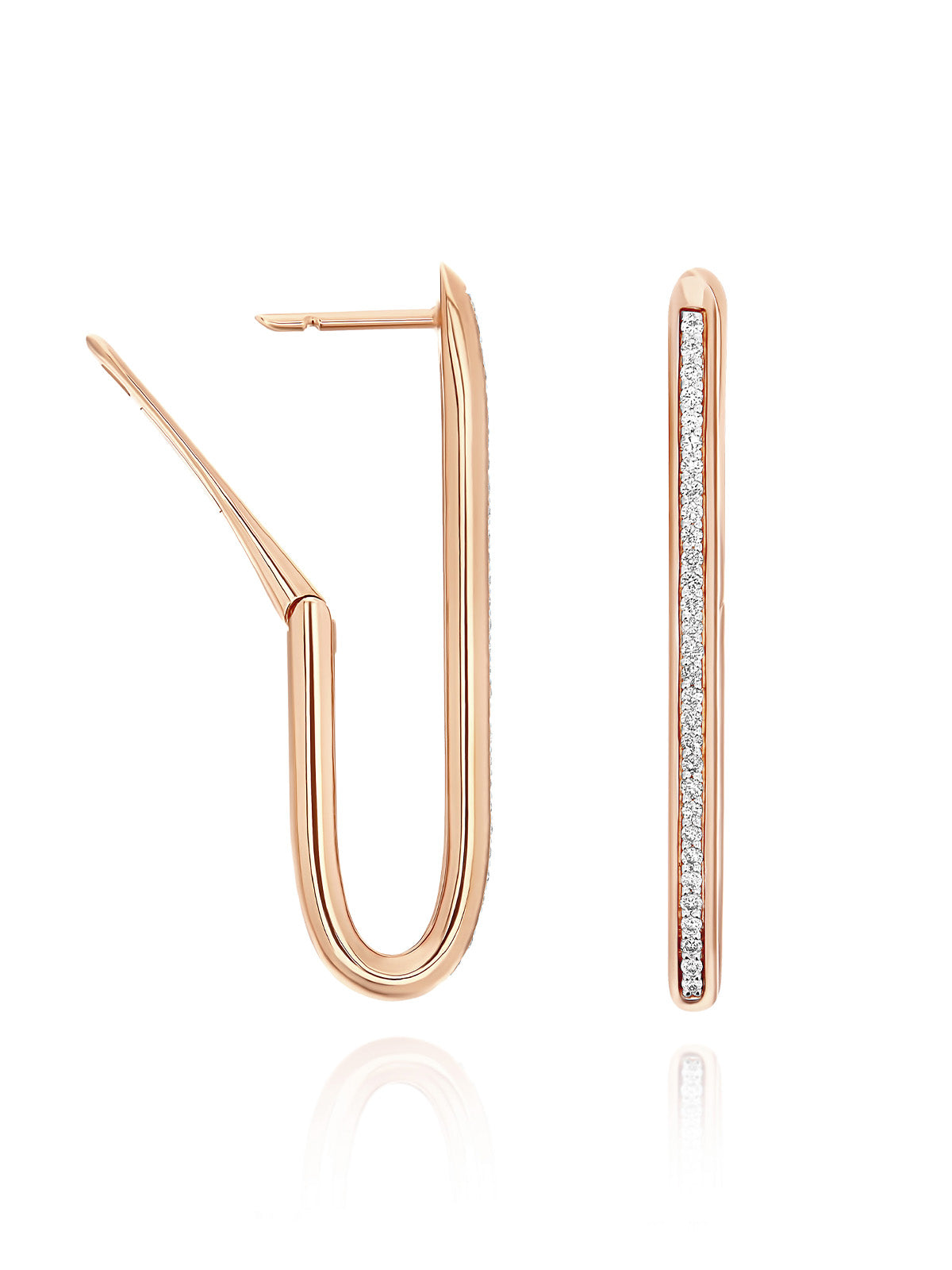 Libera big rose gold square hoop earrings with diamonds