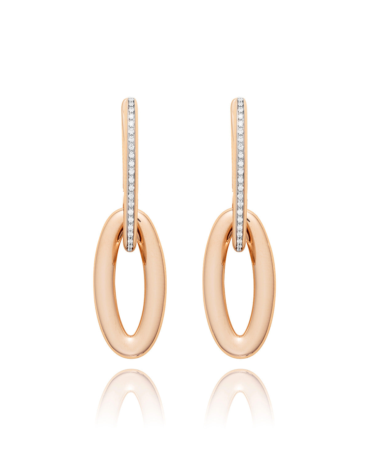 Ovale Ohrringe „LIBERA ICON“ aus Roségold und Diamanten