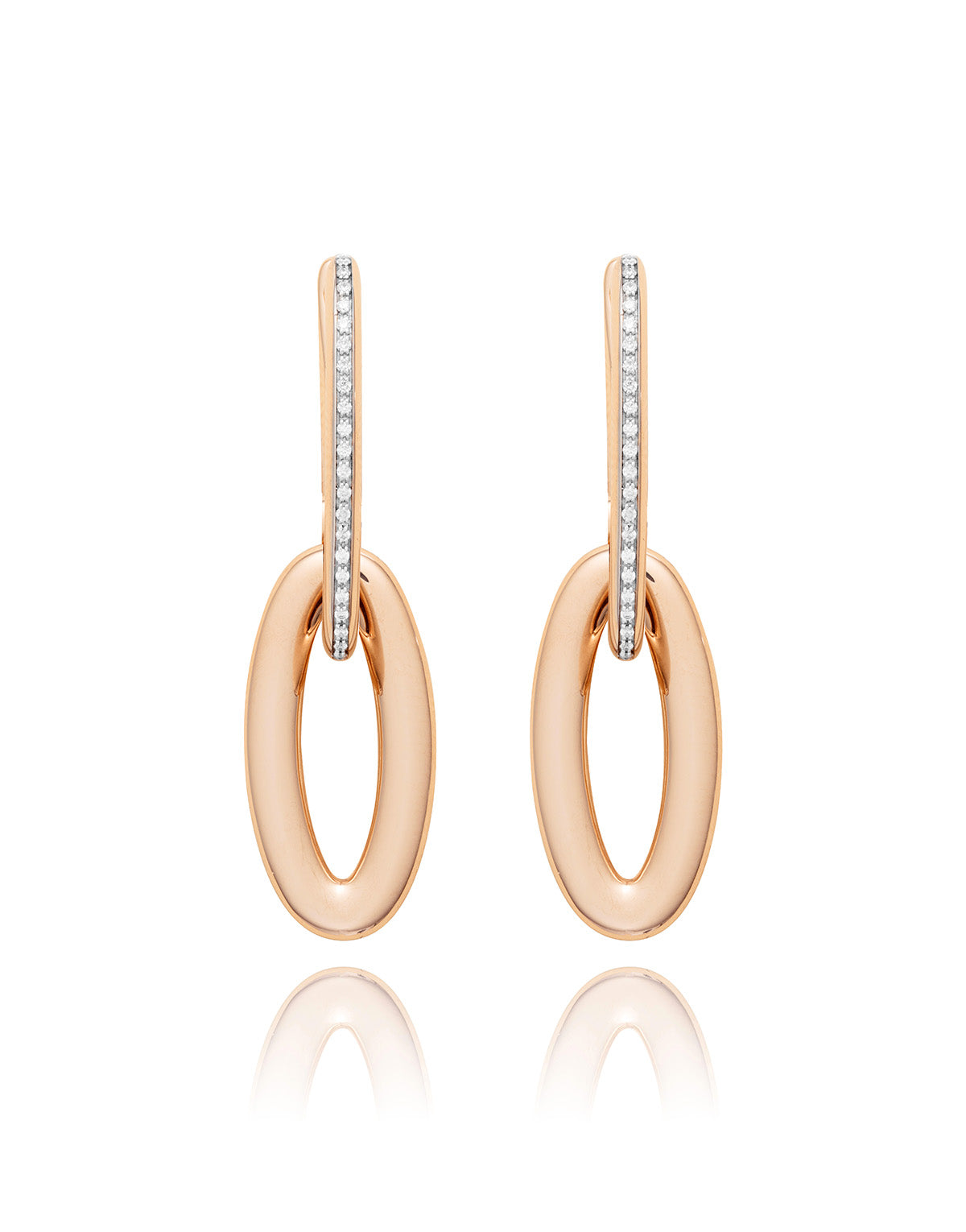 Nanis Orecchini "LIBERA ICON" ovali in oro rosa e diamanti – Nanis Italian Jewels