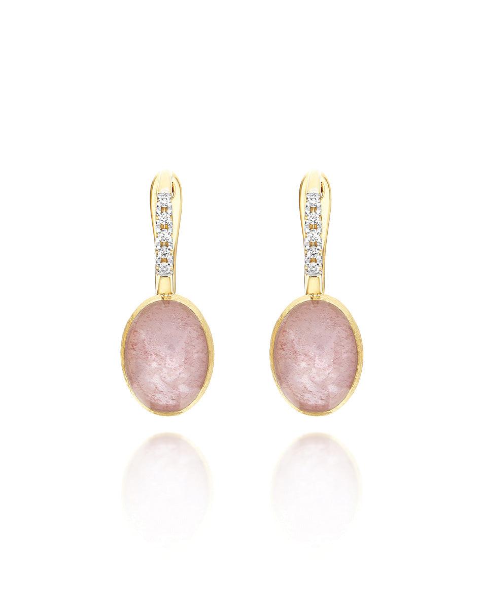Nanis Orecchini Ciliegine Rosolio "Boules" in oro inciso, diamanti, cristall – Nanis Italian Jewels