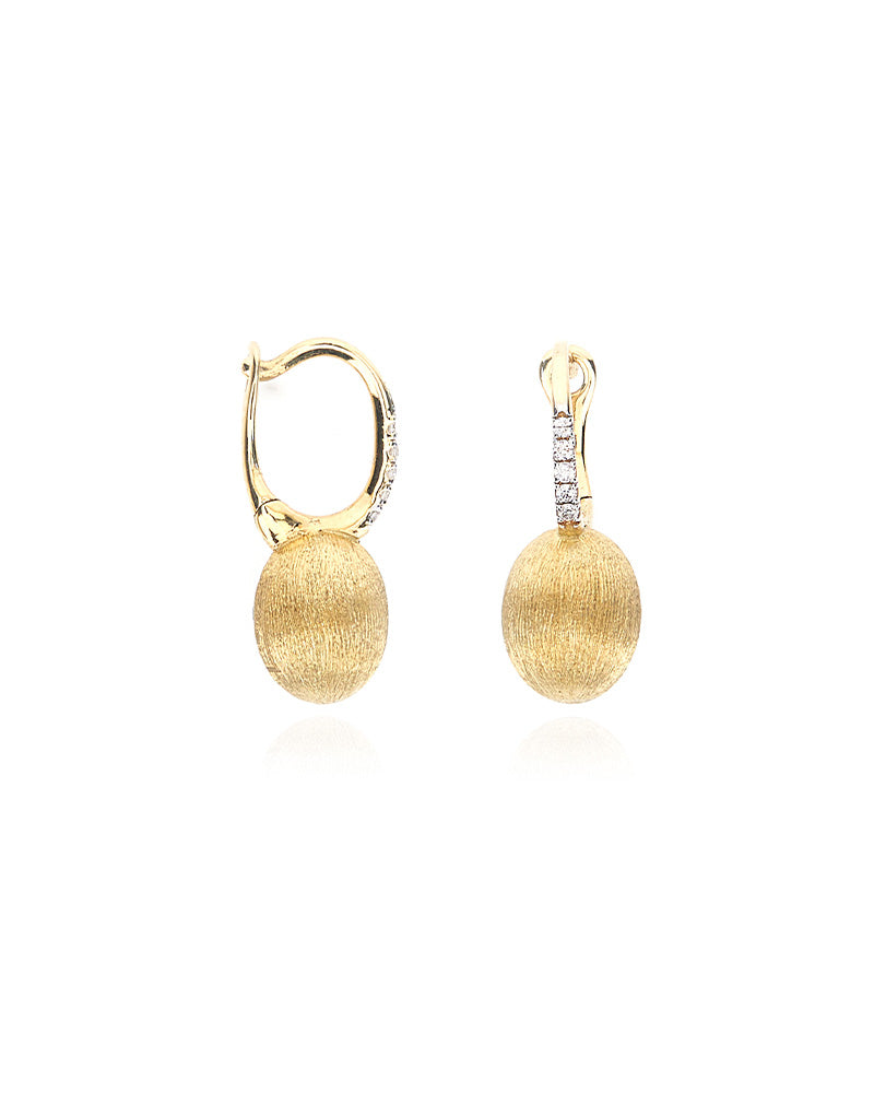 "Baby ciliegine" gold ball drop earrings with diamonds details