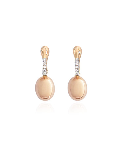 Orecchini "BABY CILIEGINE" con boule pendente in oro rosa e dettagli di diamanti