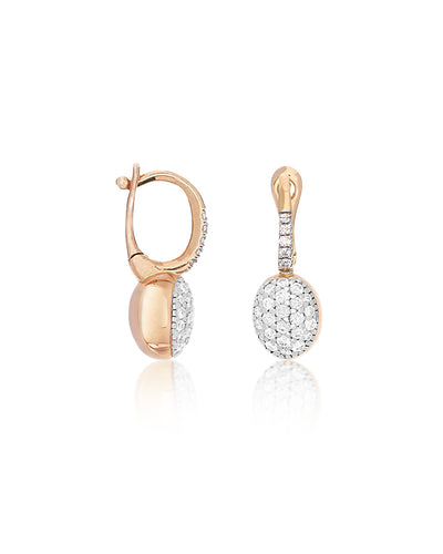 ピアス BABY CILIEGINE ローズゴールドとダイヤモンドの揺れるブール付き