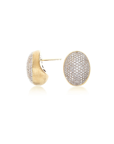 Orecchini di perle a lobo "Muse" in oro inciso e pavé di diamanti (medi)