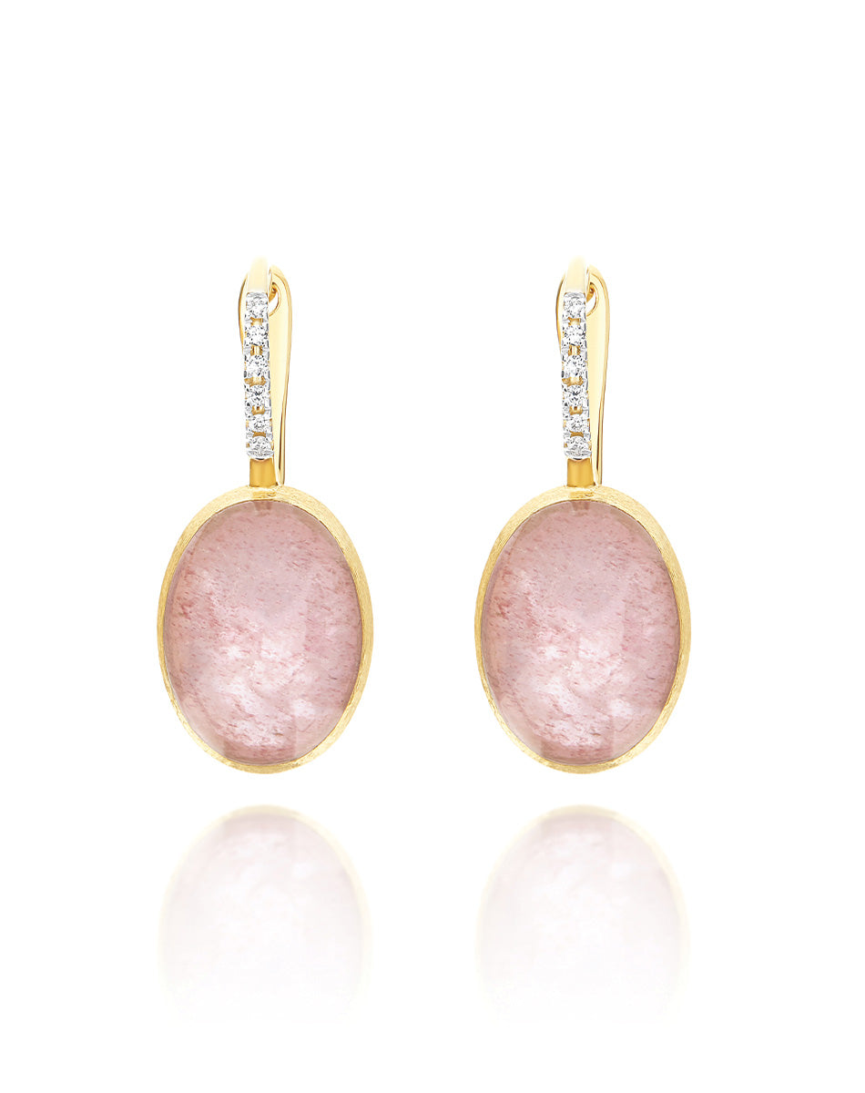 Nanis Orecchini Ciliegine Rosolio "Boules" in oro inciso, diamanti, cristall – Nanis Italian Jewels