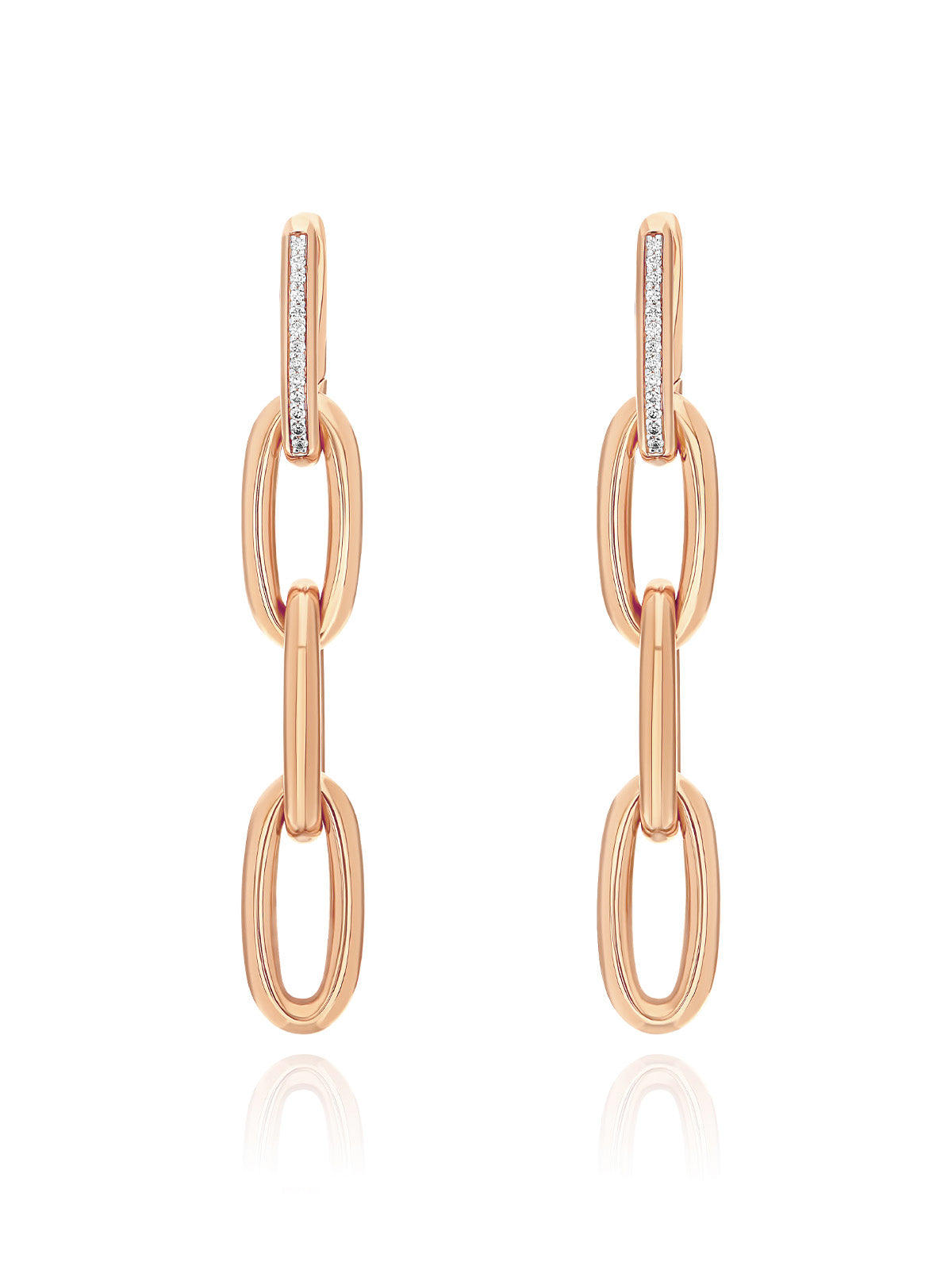 Nanis Orecchini "LIBERA SOUL" pendenti con triplo elemento in oro rosa e dia – Nanis Italian Jewels