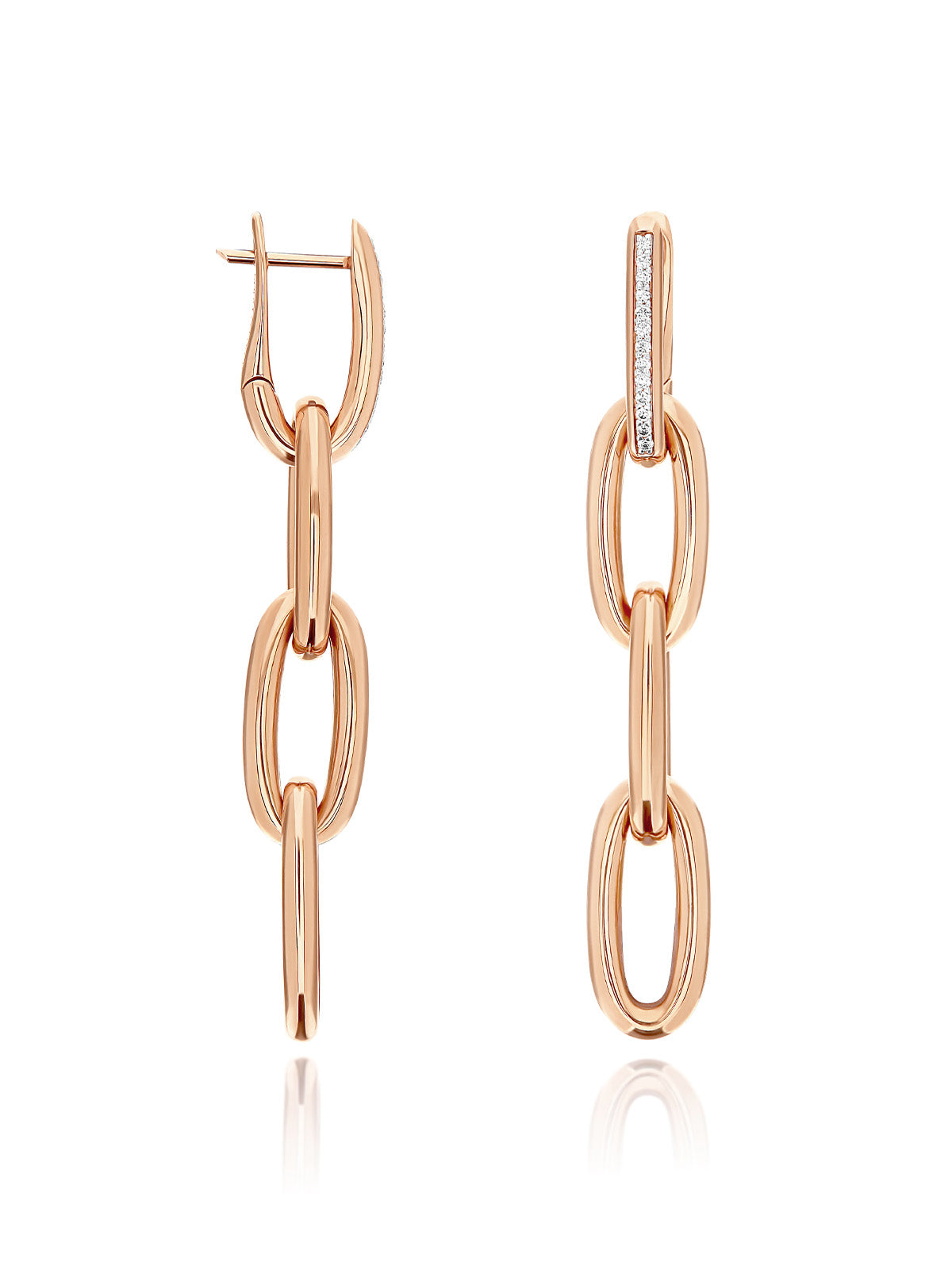 "Libera Soul" rose Gold and diamonds chain earrings