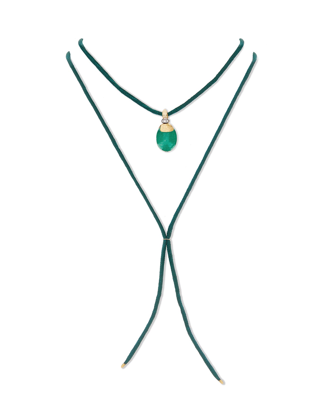 "Amazonia" gold, diamonds and green aventurine pendant (medium)