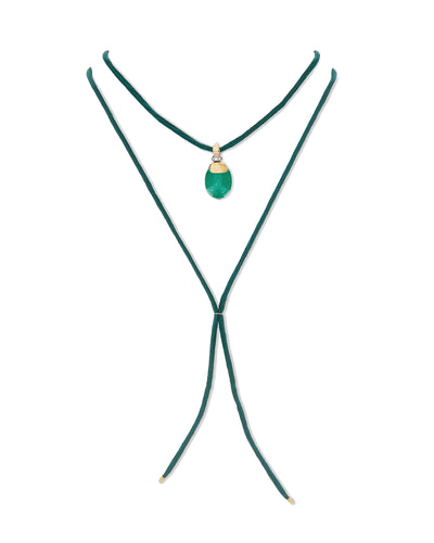 "amazonia" gold, diamonds and green aventurine pendant (medium) 