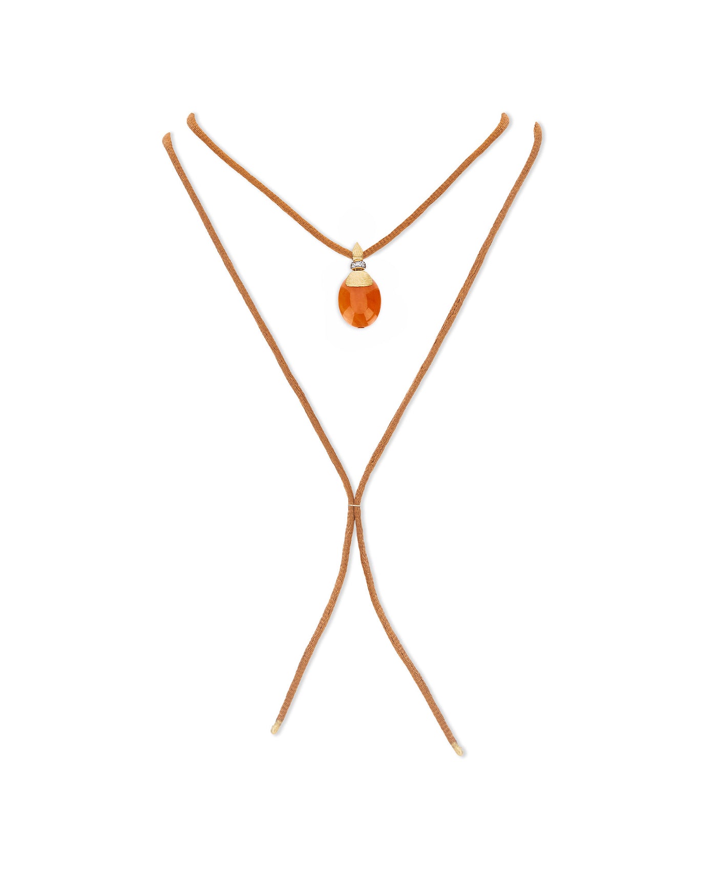 "Petra" gold, diamonds and orange aventurine pendant (medium)