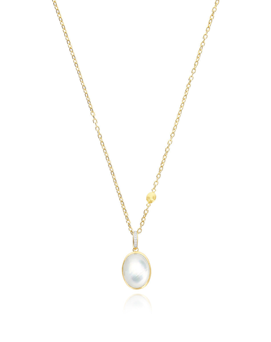 Dolcevita “Boules” charm in engraved gold, diamonds, mother-of-pearl and rock crystal (medium)