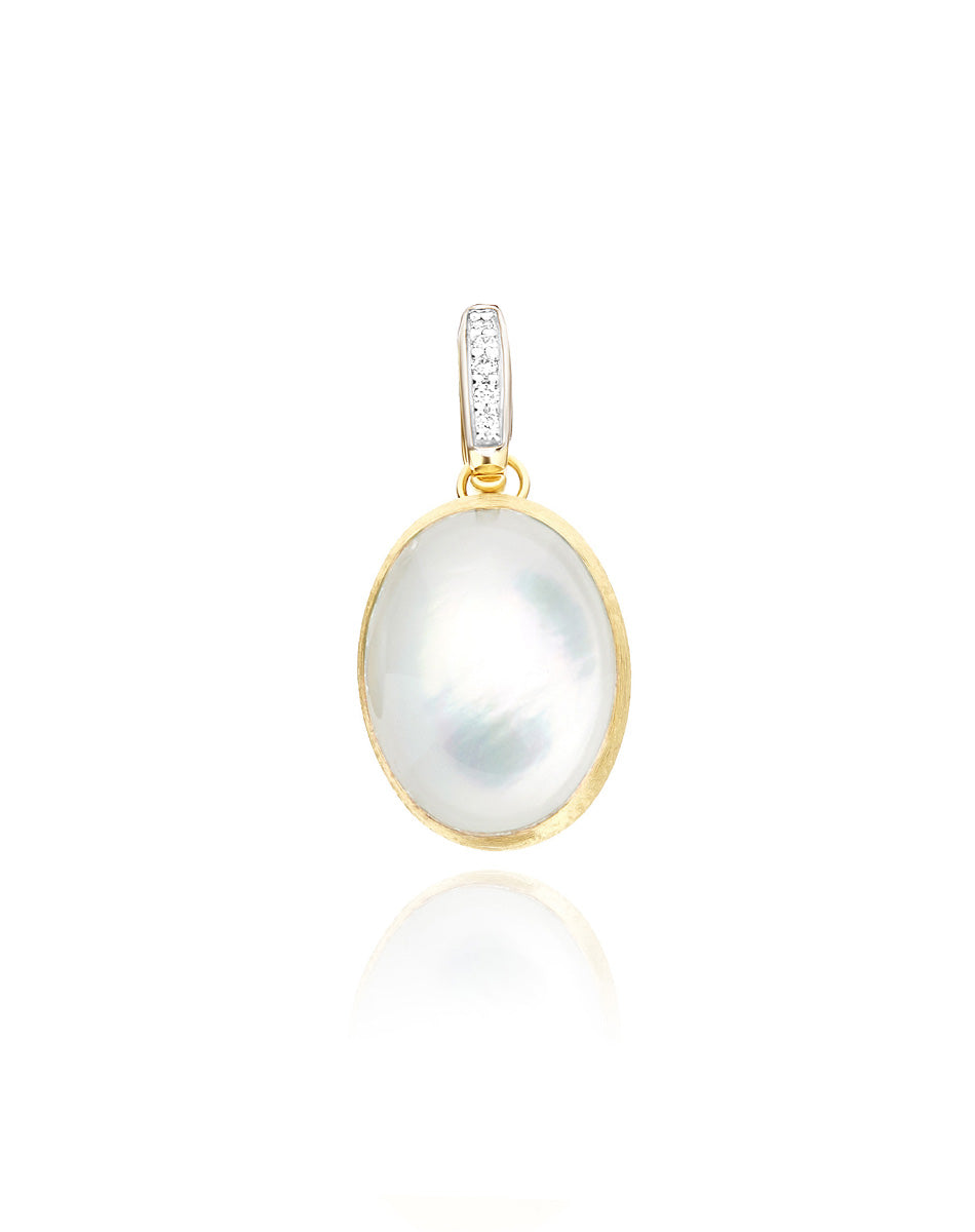 Dolcevita “Boules” charm in engraved gold, diamonds, mother-of-pearl and rock crystal (medium)