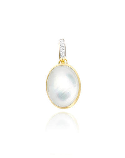 Dolcevita “Boules” charm in engraved gold, diamonds, mother-of-pearl and rock crystal (medium)