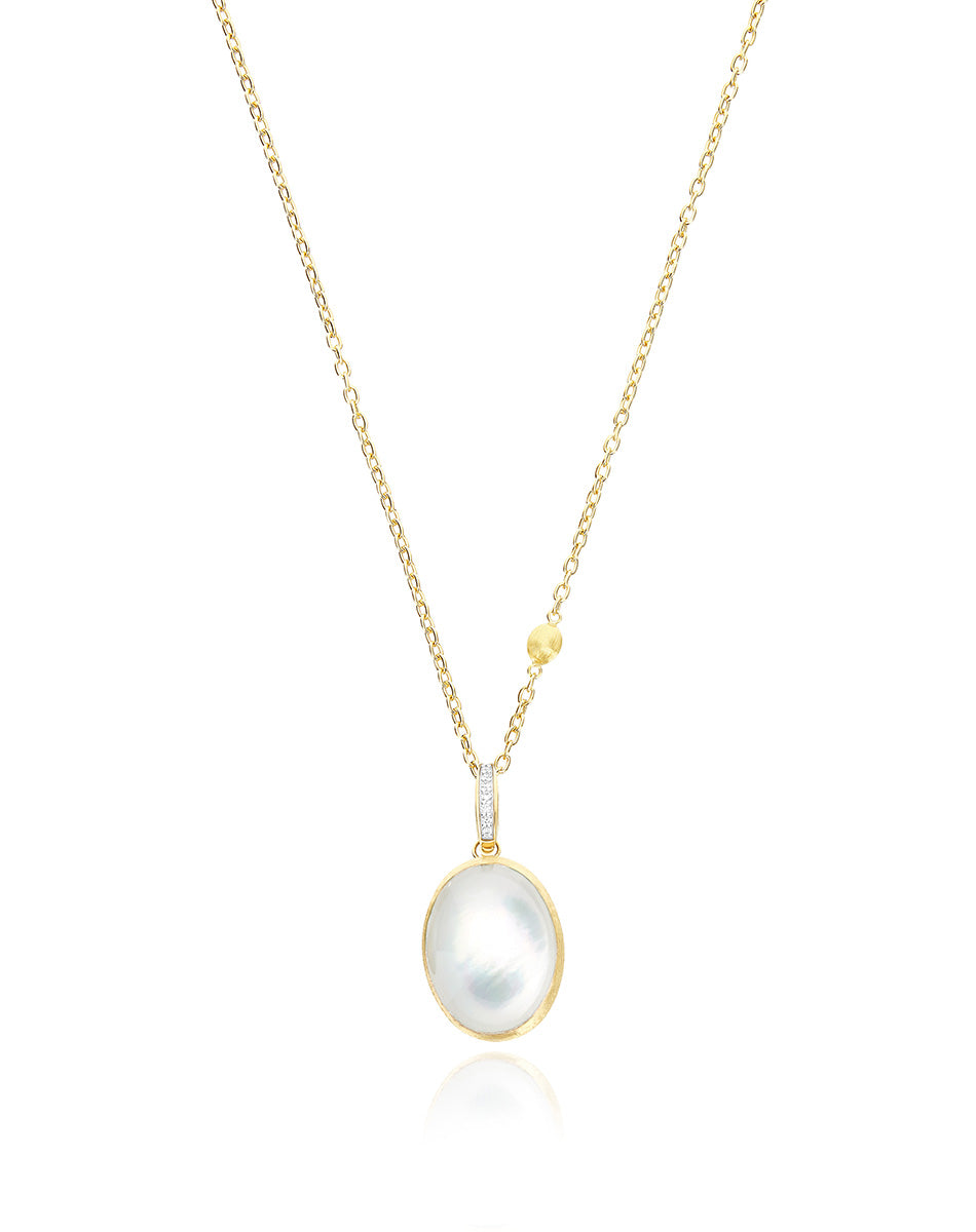 Dolcevita “Boules” charm in engraved gold, diamonds, mother-of-pearl and rock crystal (large)
