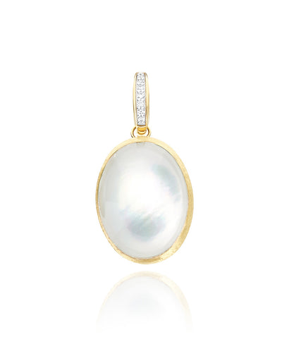 Dolcevita “Boules” charm in engraved gold, diamonds, mother-of-pearl and rock crystal (large)