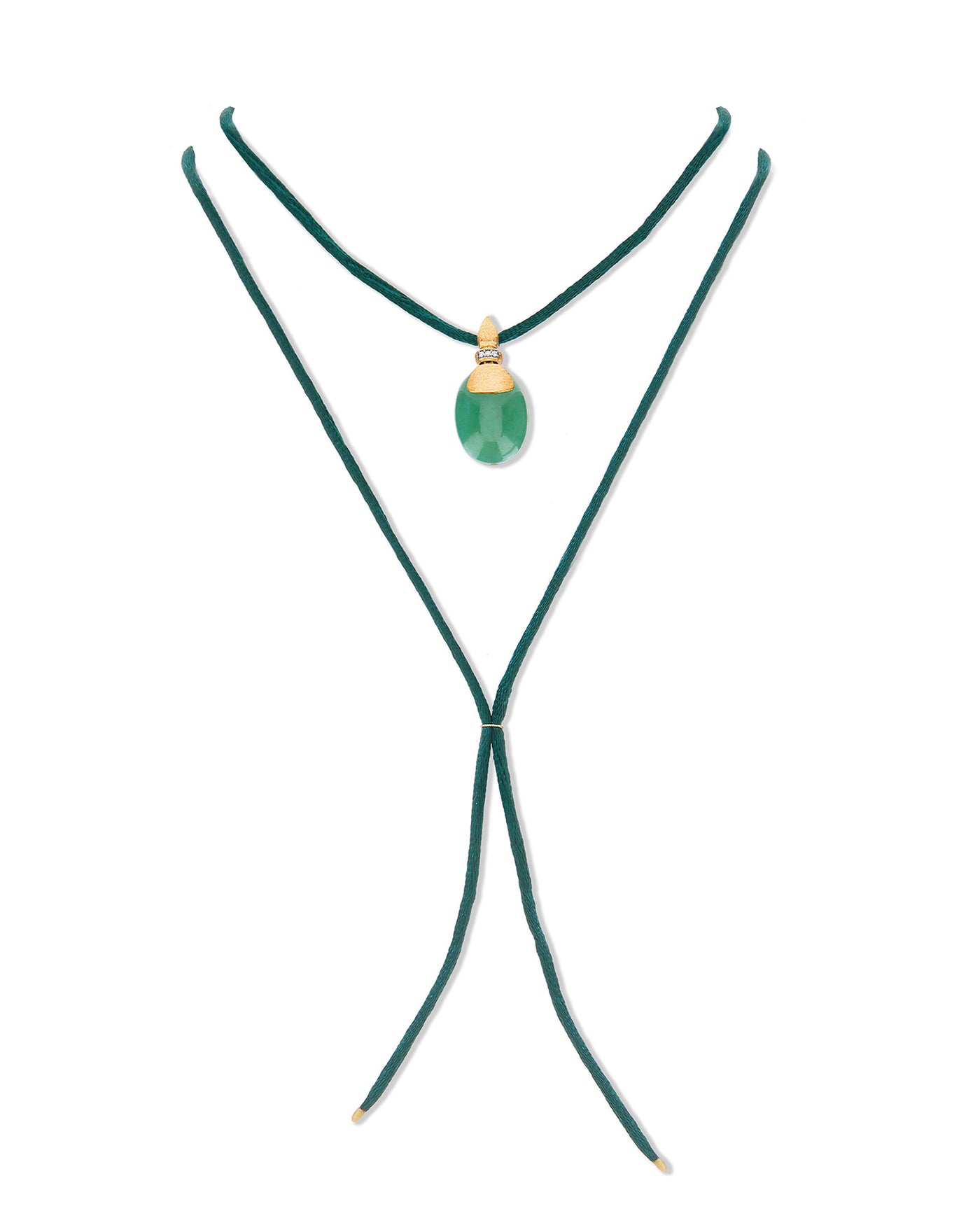 "amazonia" gold, diamonds and green aventurine pendant (large)