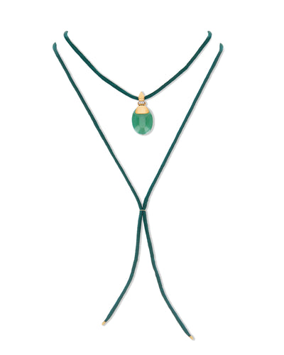 "Amazonia" gold, diamonds and green aventurine pendant (large)