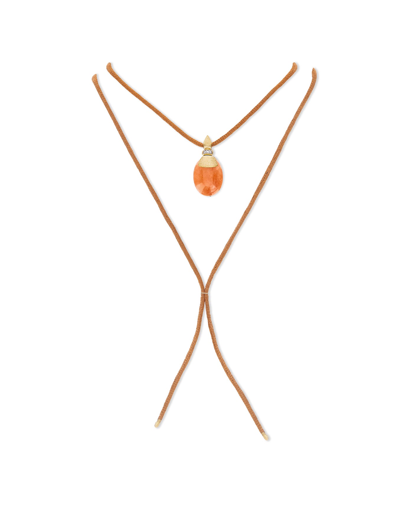 "Petra" gold, diamonds and orange aventurine pendant (large)