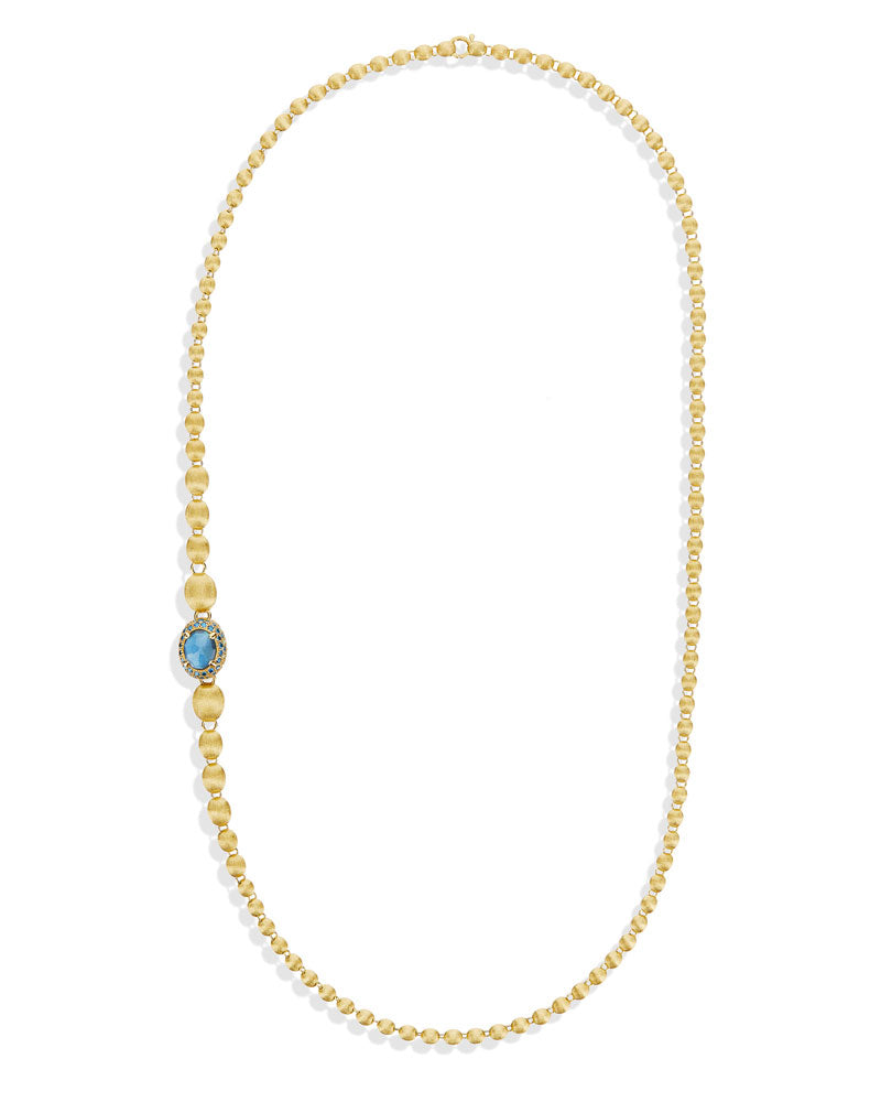 "reverse" gold, blue diamonds, swiss blue topaz, green sapphires and london blue topaz convertible y necklace (small) 