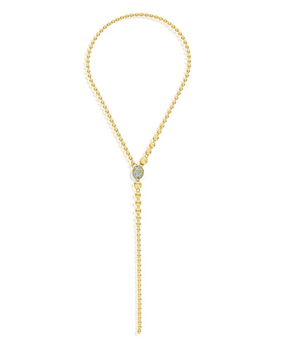 "reverse" gold, blue diamonds, swiss blue topaz, green sapphires and london blue topaz convertible y necklace (small)