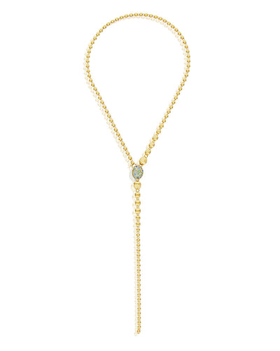 "reverse" gold, blue diamonds, swiss blue topaz, green sapphires and london blue topaz convertible y necklace (small) 