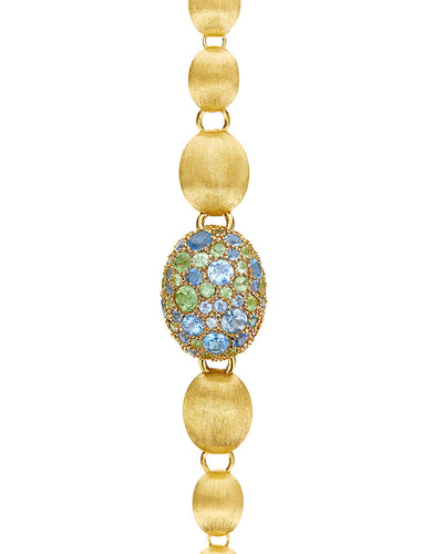 "reverse" gold, blue diamonds, swiss blue topaz, green sapphires and london blue topaz convertible y necklace (small) 