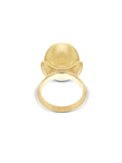 "Élite" gold boule and diamonds ring (large)