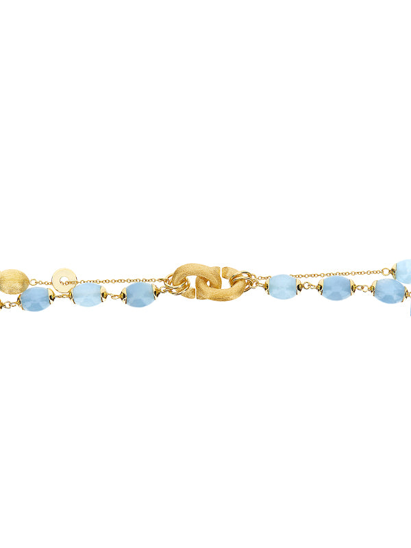 Collana "DANCING AZURE" 3 in 1 in oro e acquamarina